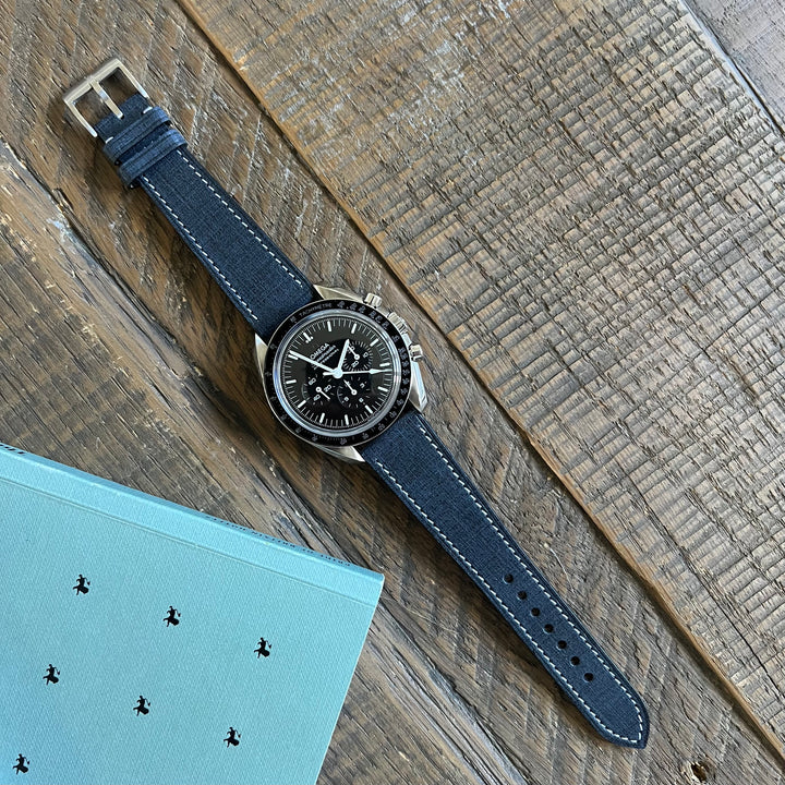 Babele Slim Leather Watch Strap - Denim Blue