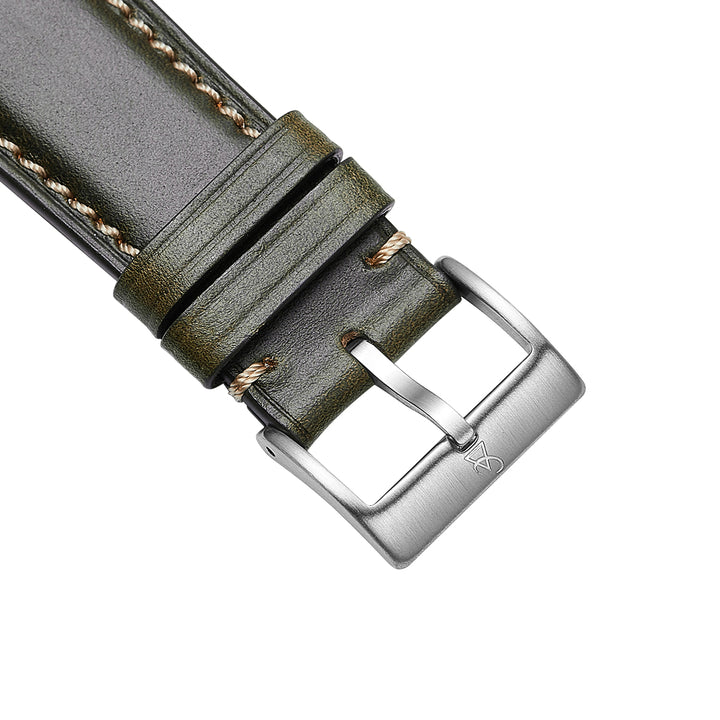 Chromexcel Leather Strap - Pasture Green - White Stitch