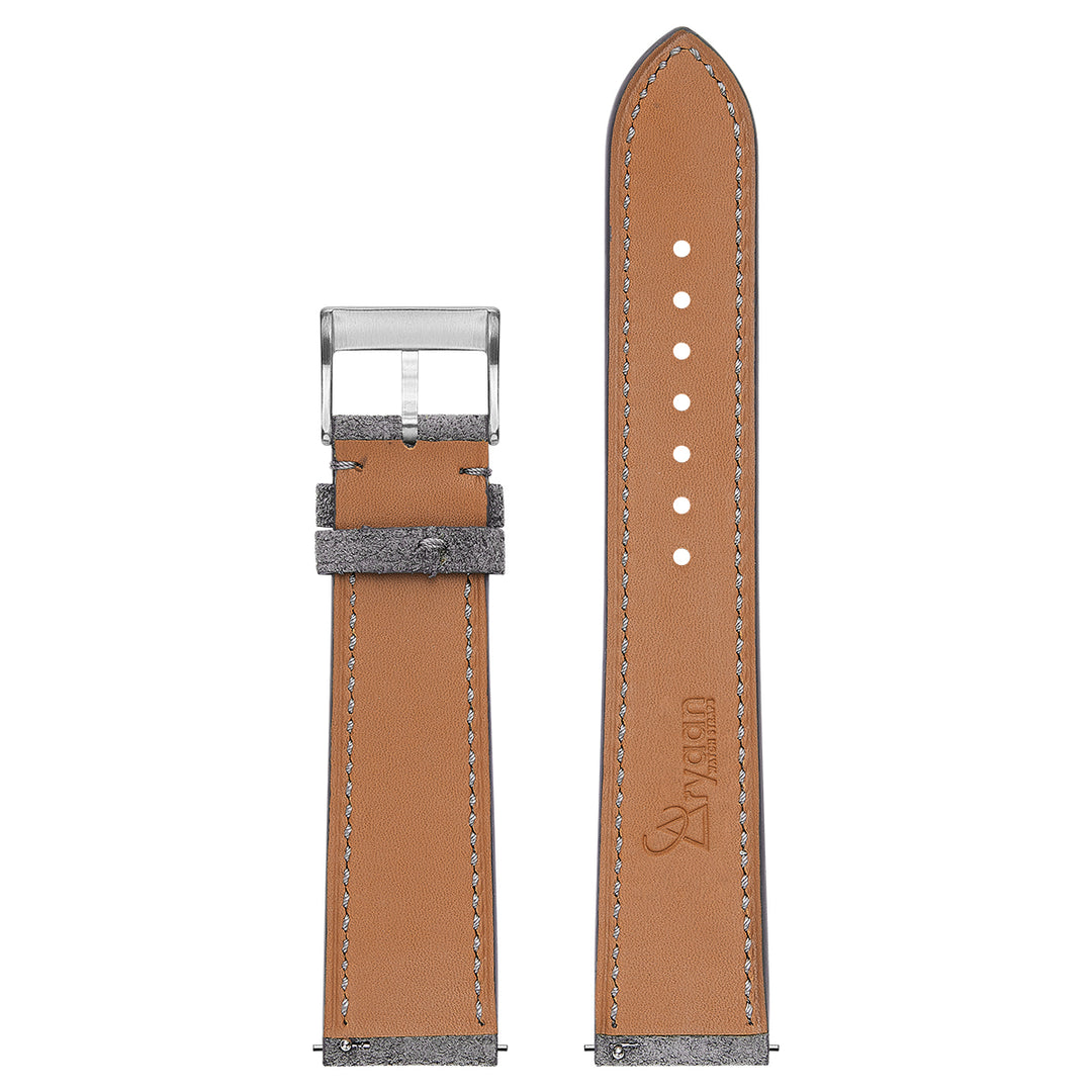 Italian Suede Leather Watch Strap - Light Grey