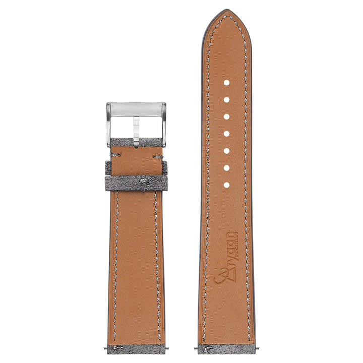 Italian Suede Leather Watch Strap - Light Grey