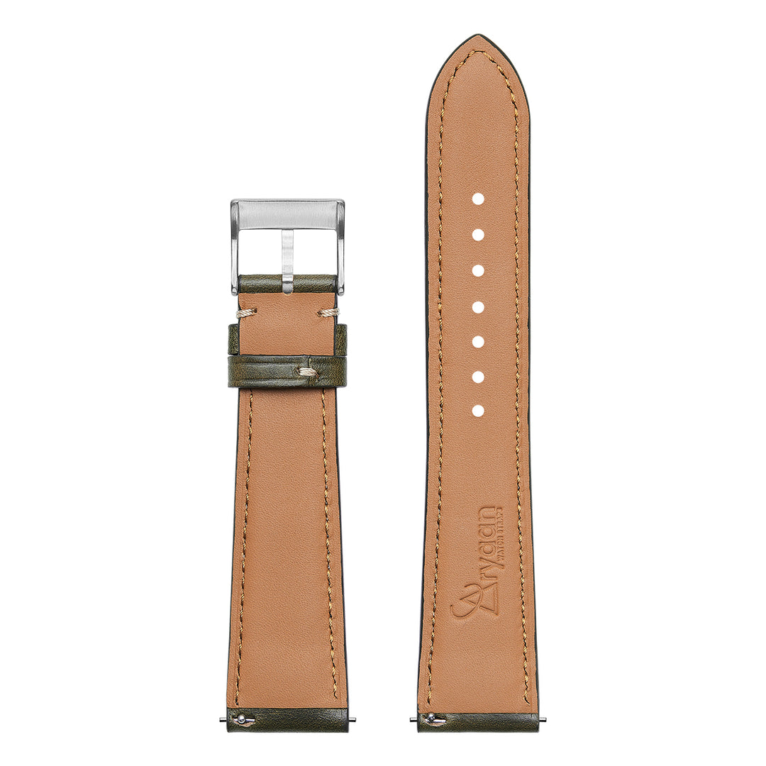 Chromexcel Leather Strap - Pasture Green - White Stitch