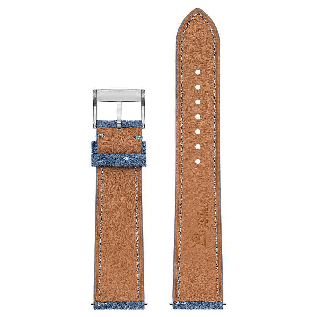 Italian Suede Leather Watch Strap - Pastel Blue