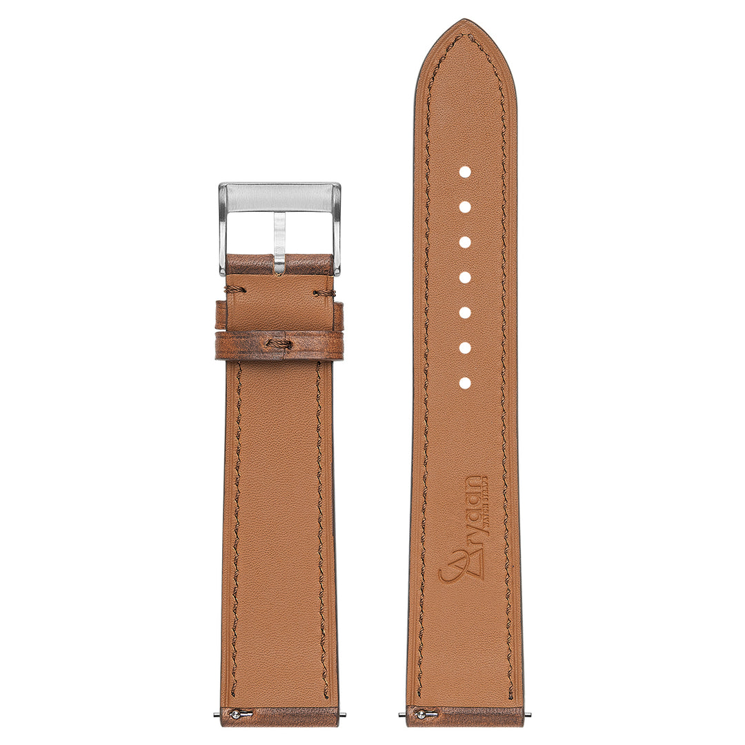 Italian Wax Leather Watch Strap - Chestnut Brown