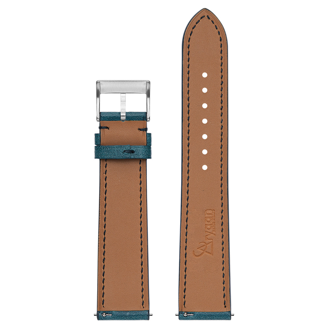 Italian Wax Leather Watch Strap - Turquoise