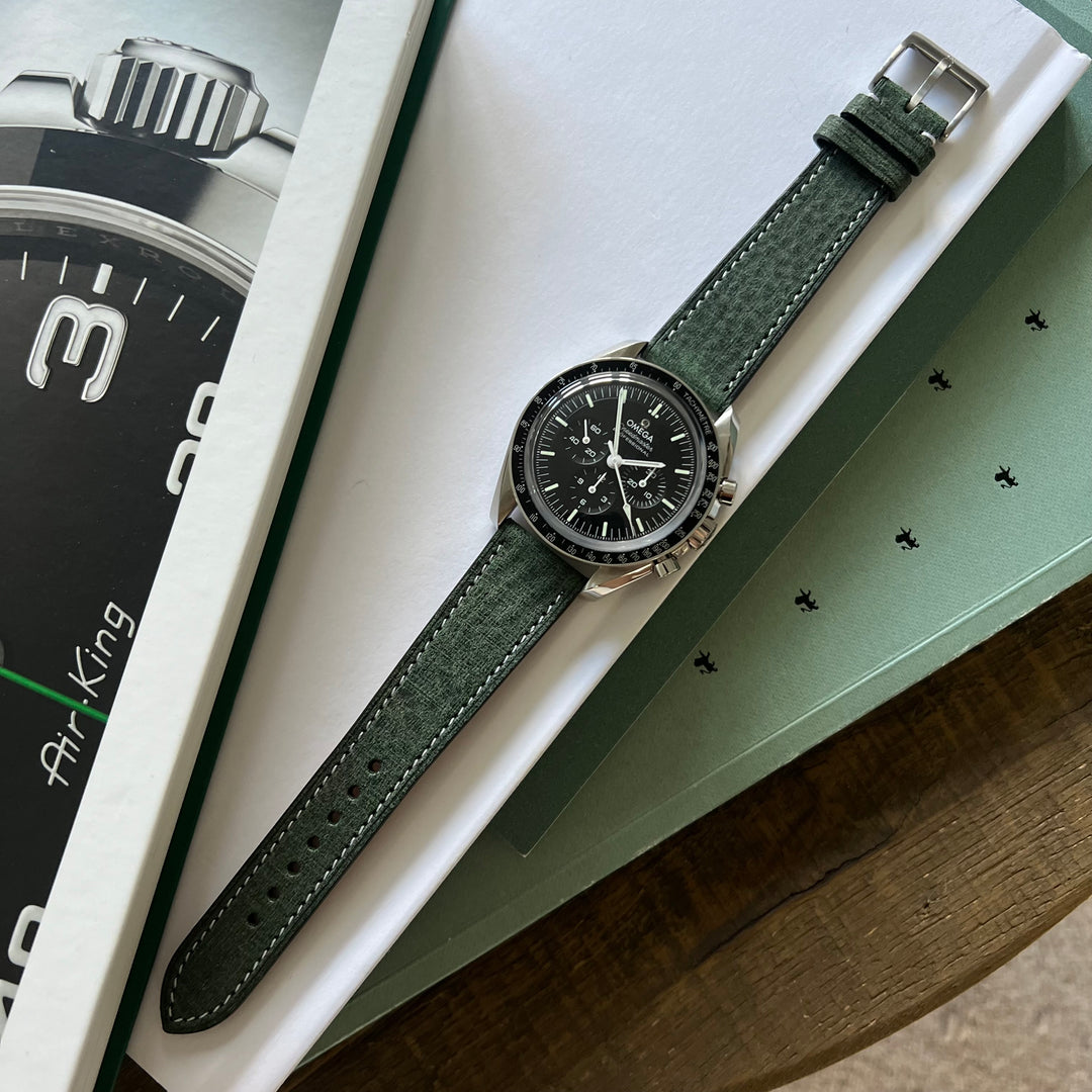 Babele Slim Leather Watch Strap - Moss Green