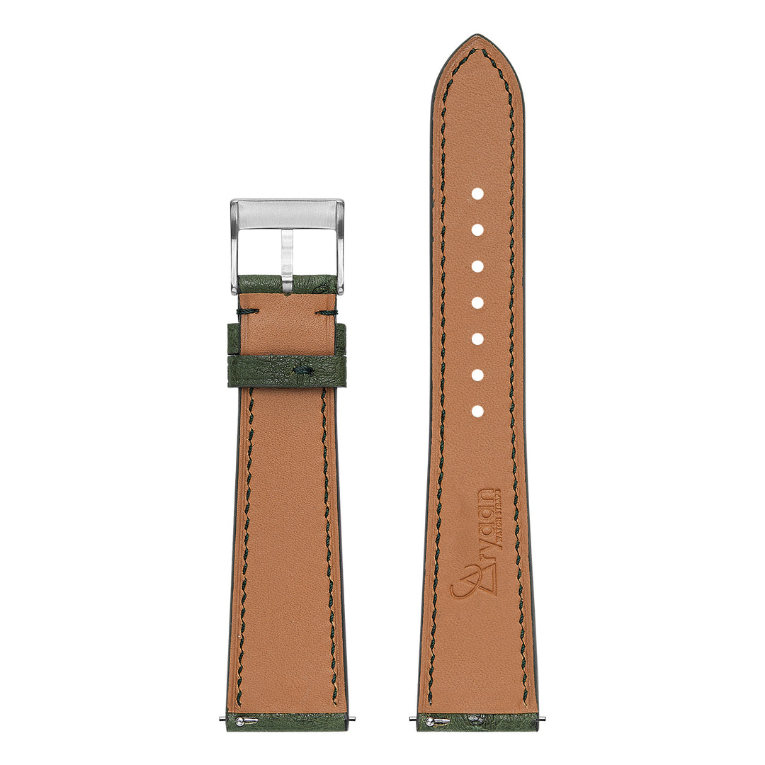 Ostrich Belly Watch Strap - Moss Green