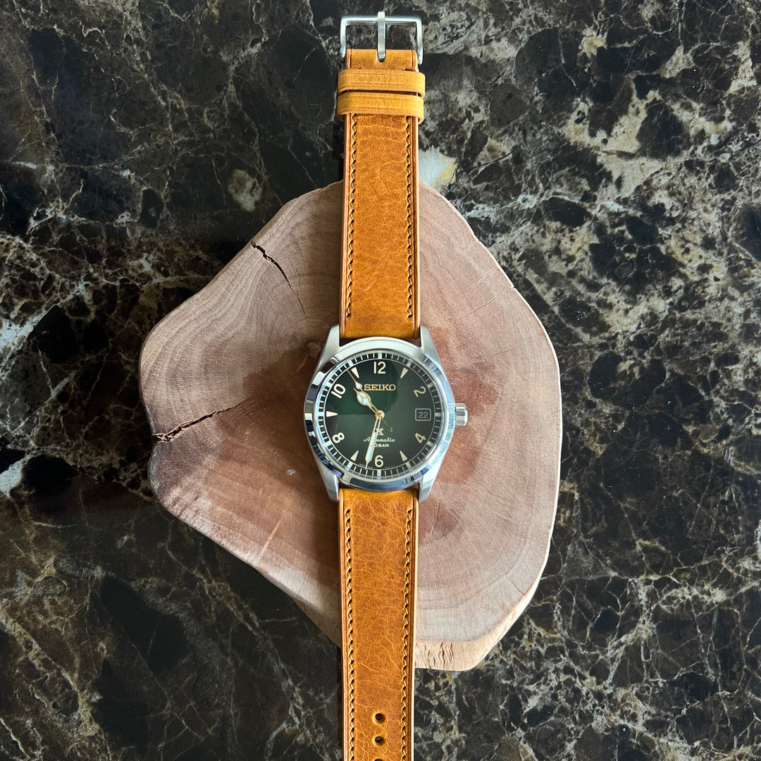 Italian Wax Leather Watch Strap - Summer Tan