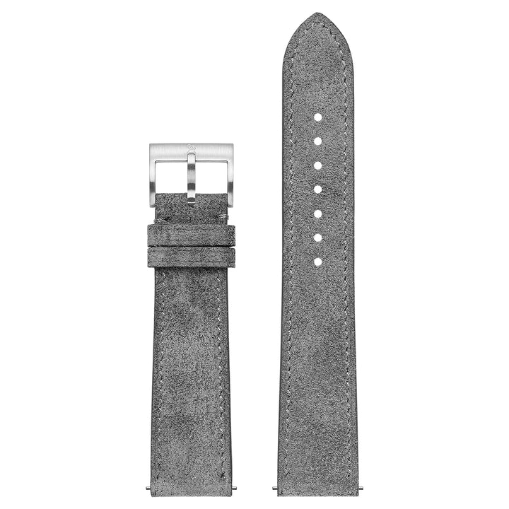 Italian Suede Leather Watch Strap - Light Grey