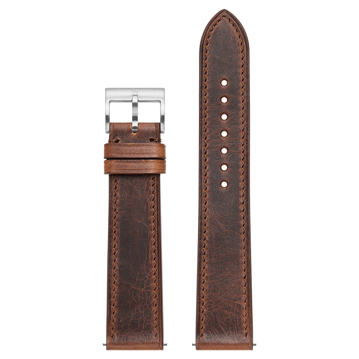 Italian Wax Leather Watch Strap - Chestnut Brown