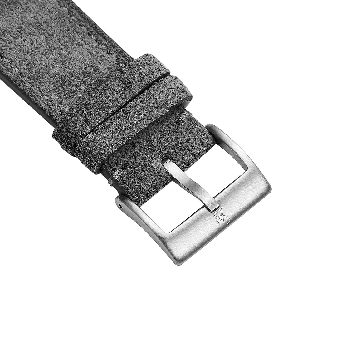 Italian Suede Leather Watch Strap - Light Grey