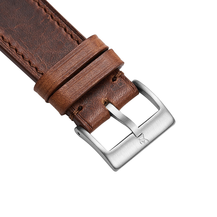 Italian Wax Leather Watch Strap - Chestnut Brown