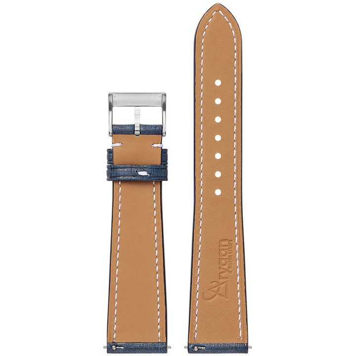 Babele Slim Leather Watch Strap - Denim Blue