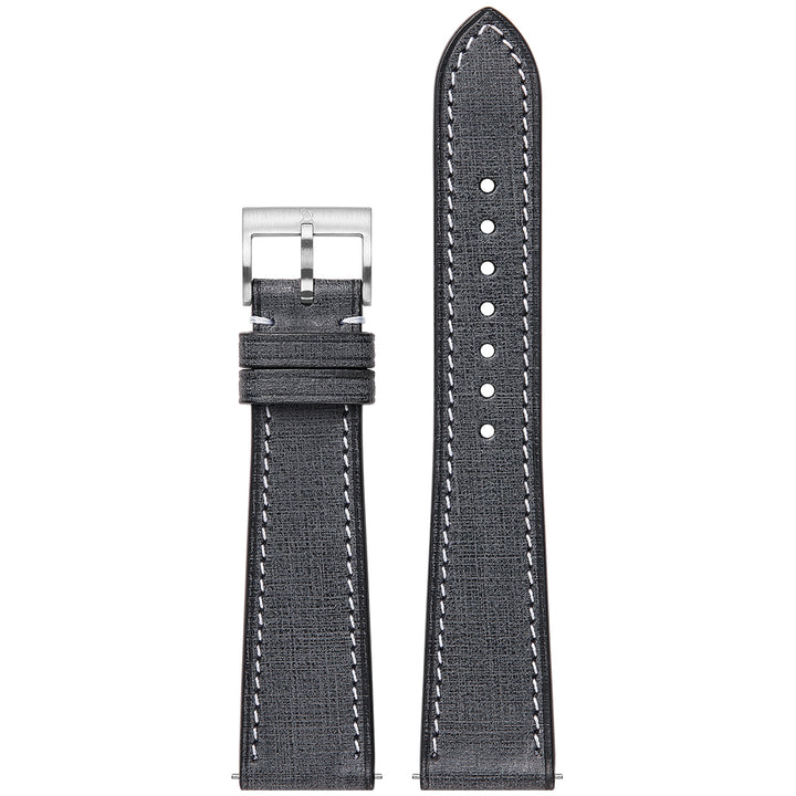 Babele Slim Leather Watch Strap - Dark Grey