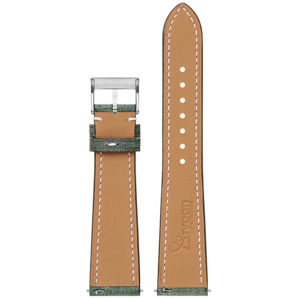 Babele Slim Leather Watch Strap - Moss Green