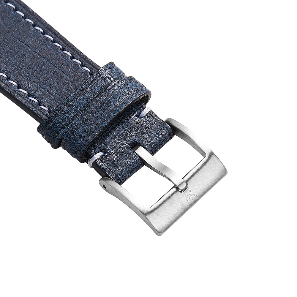 Babele Slim Leather Watch Strap - Denim Blue