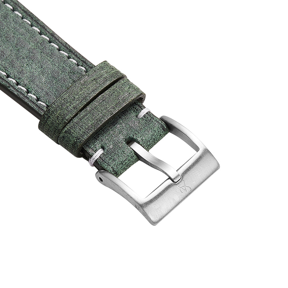 Babele Slim Leather Watch Strap - Moss Green