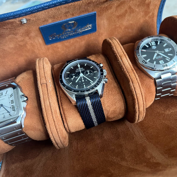 Premium Fabric Single Pass Watch Strap - Navy & Beige