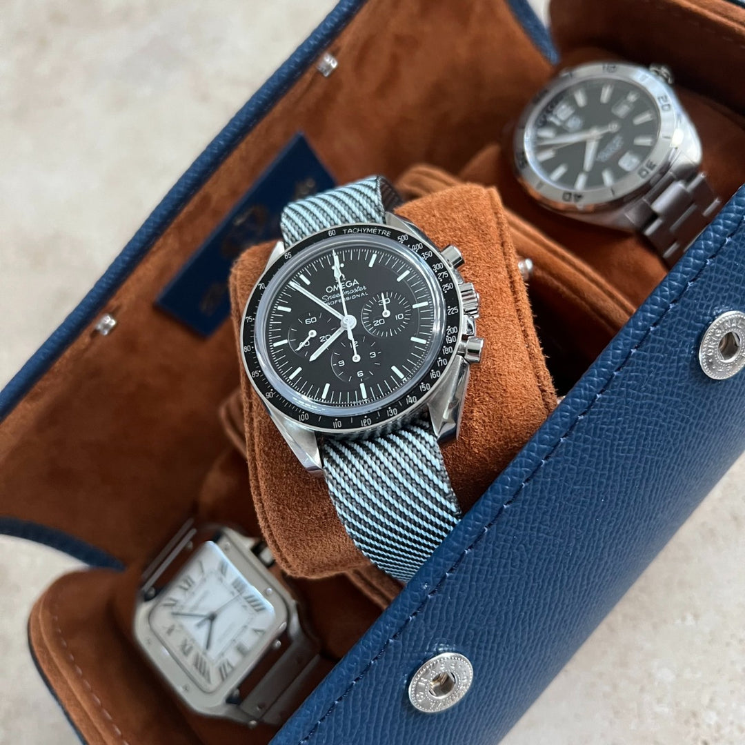 Premium Fabric Single Pass Watch Strap - Grey & White