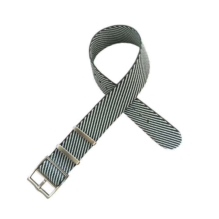 Premium Fabric Single Pass Watch Strap - Grey & White